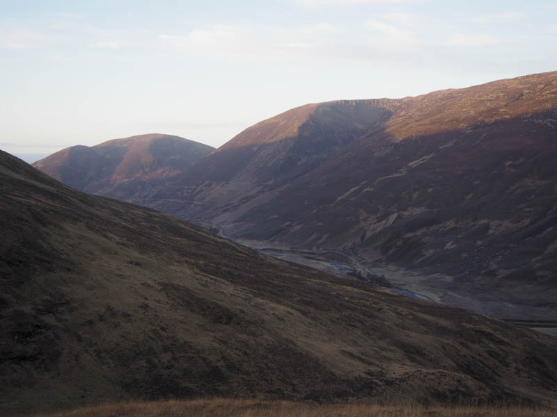 Sun rising on Beinn Iaruinn and Leana Mhor, west Glen Roy