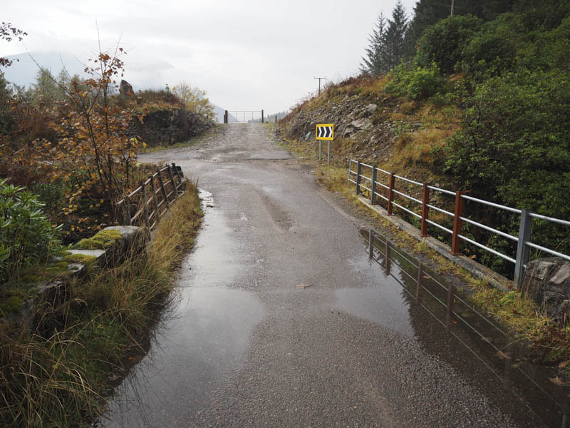 Start of walk, across Allt Charnan then straight ahead