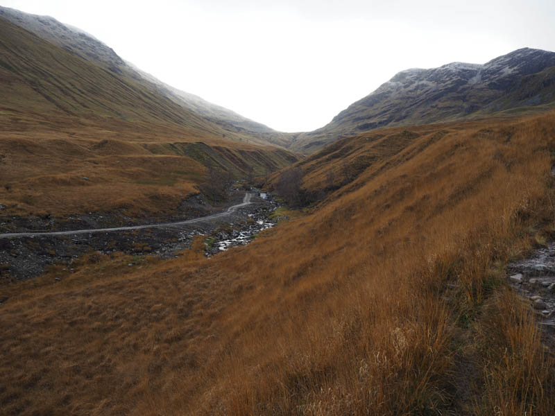 Dam, Allt Coire Achaladair. Coire Achaladair beyond