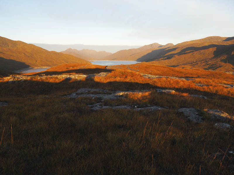 Sgurr nan Eugallt, Sgurr Mhaoraich and Loch Quoich at sunrise