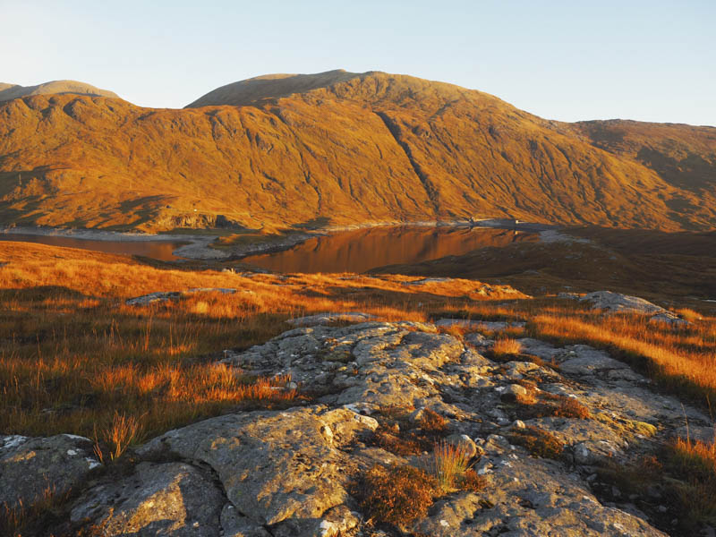 Loch Quoich and Spidean Mialach at sunrise