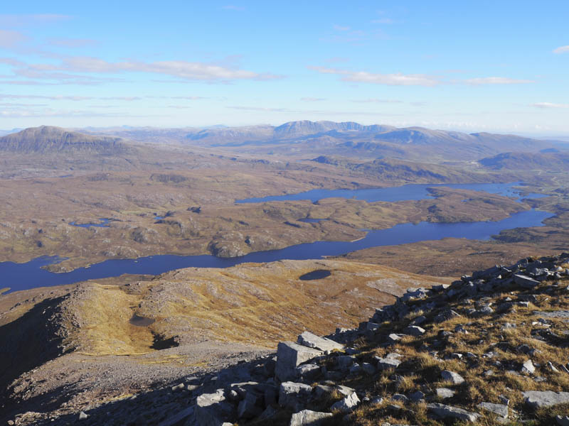 Loch Veyatie, Cam Loch, Canisp and Ben More Assynt from Cul Mor