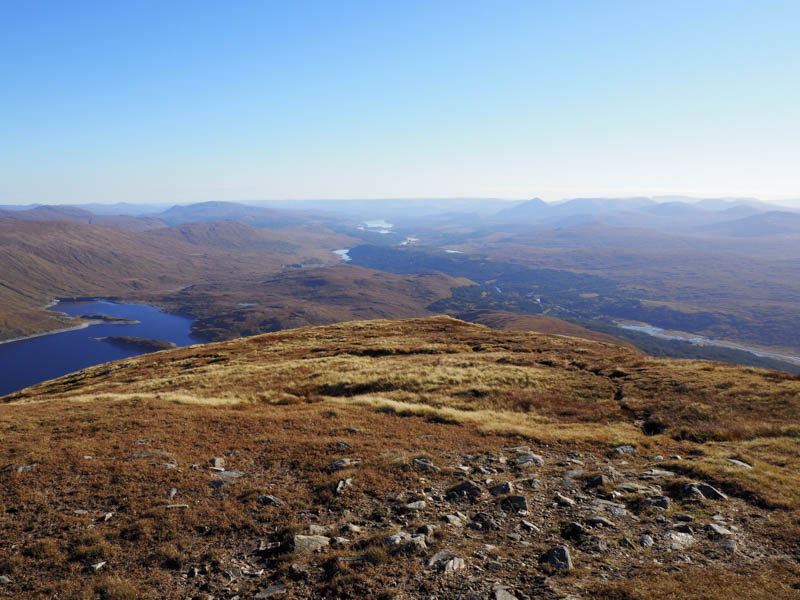 View back to start as well as Loch Quoich and Gearr Garry and Glen Kingie