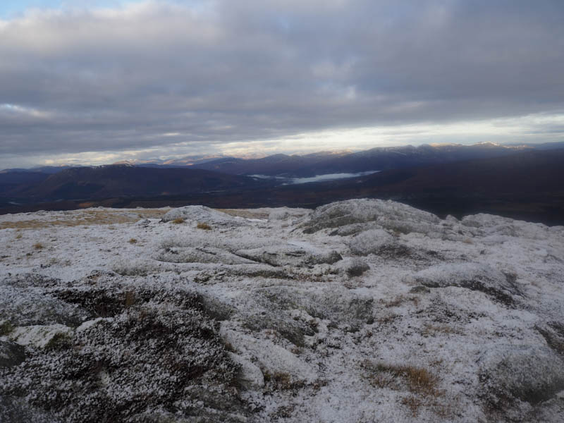 Cloud covering Lochs Arkaig and Lochy. Sunny out west