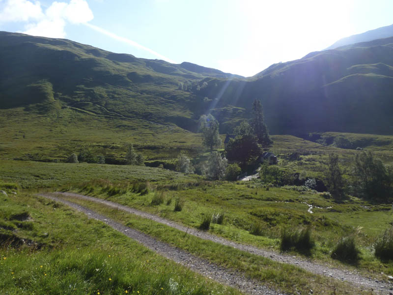 Iron Lodge and start of walk to Gleann Sithidh