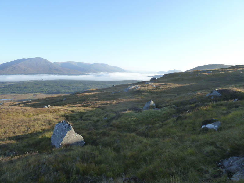 Cloud covered Loch Laggan. Beinn Teallach and Creag Meagaidh beyond