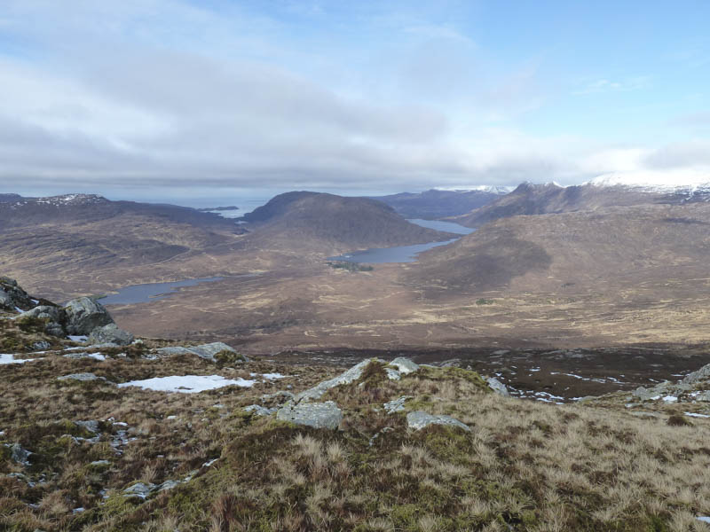 Lochs Coultrie and Damh and Ben Shieldaig on descent