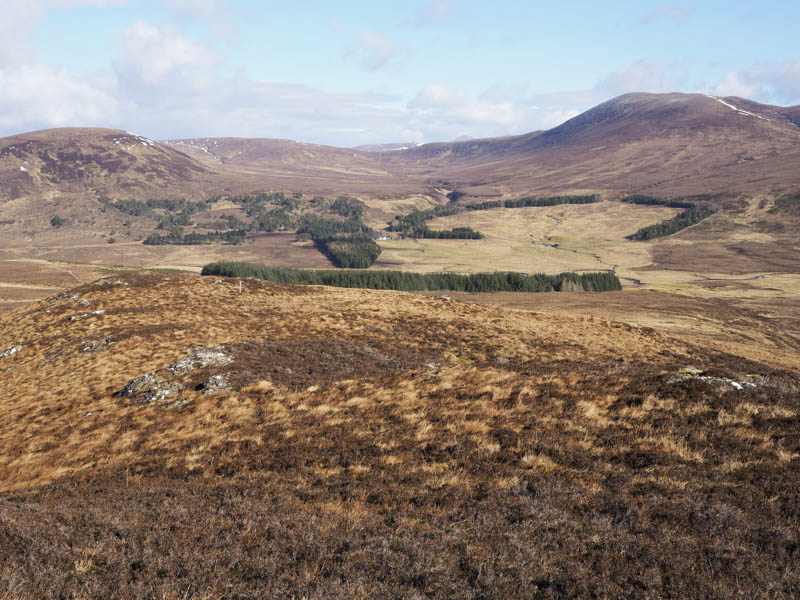 Strathrannoch below Meall nam Mullach and Carn Loch nan Amhaichean