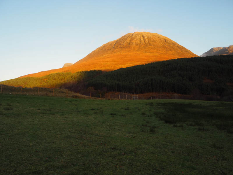 Sun setting on Ben Killilan