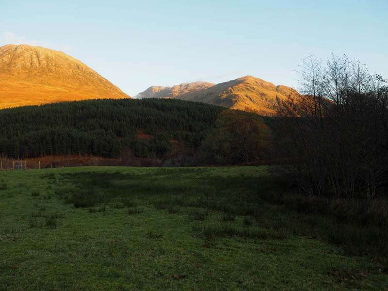 Sun setting on Ben Killilan and Sguman Coinntich