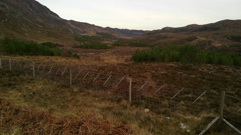 Gleann Marcasaidh. Farm in distance
