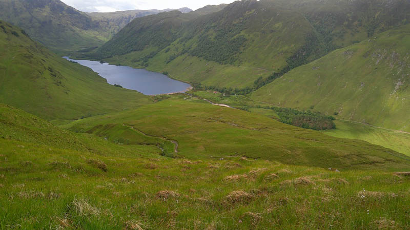 Loch na Leitreach and Carnach. Shows ascent route
