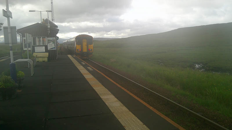 Train departing Corrour Station