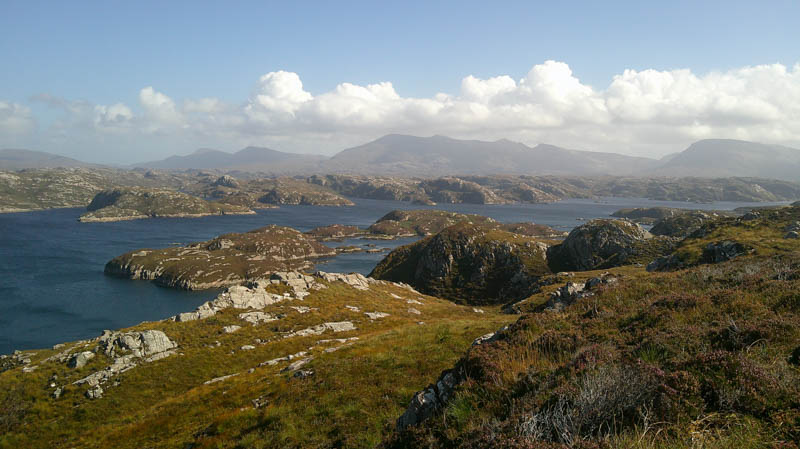 Eilean a' Mhadaidh and Loch Laxford. Foinaven and Arkle beyond